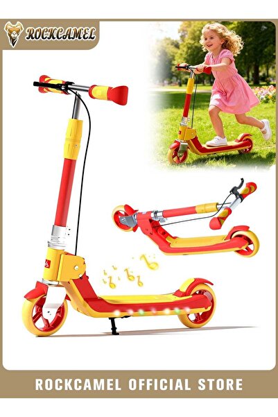 ROCKCAMEL 2-Wheel Kick Scooter with Dual Braking System, Foldable Lightweight...