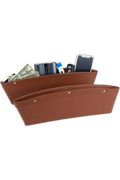 Generic منظم حشو الفراغات في مقعد السيارة (قطعتان، بني)