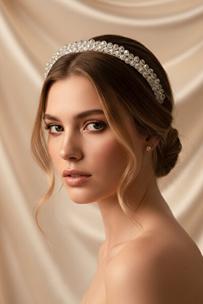 Happyline Crystal Beaded Crown after Party Hair Accessory Engagement Bridal A...