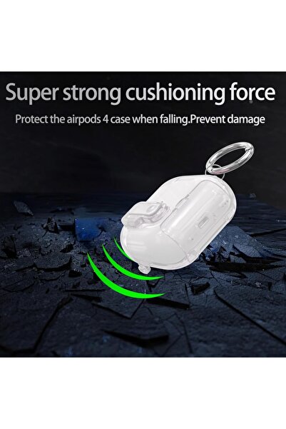 UnDePlus Airpods 5.Nesil 4.Nesil ile uyumlu Kılıf Standlı Kilitli TPU Premium Matte Trip Case Şeffaf