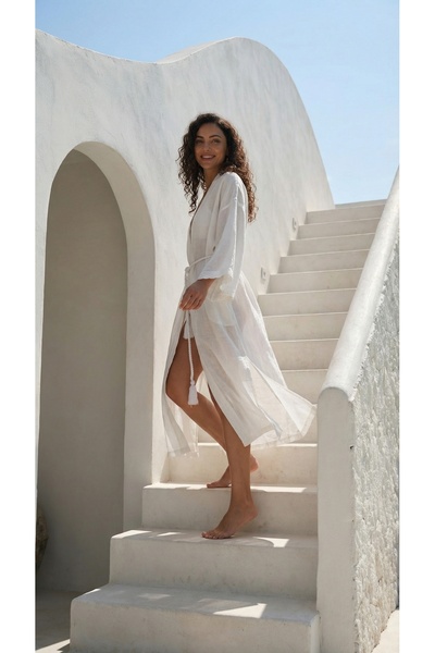 Minteks Lace Trim Kimono Dressing Gown