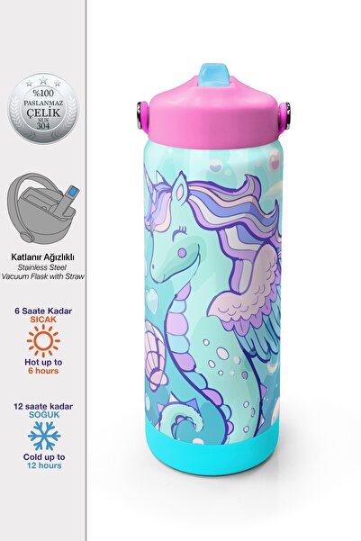 Coral High Unicorn Denizatı Desenli Katlanır Ağızlıklı Çelik Termos 650 ml 38338