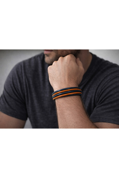 HER ŞEY NOTA www.herseynota.com Green Orange Genuine Leather Men's Bracelet –...