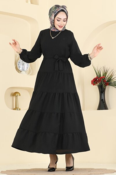 ModaMerve Eteği Katlı Aerobin Elbise 3262HBS856-MS Siyah