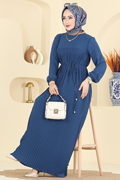 ModaMerve Pilise Detaylı Aerobin Elbise 2465MSZ1172-MS İndigo