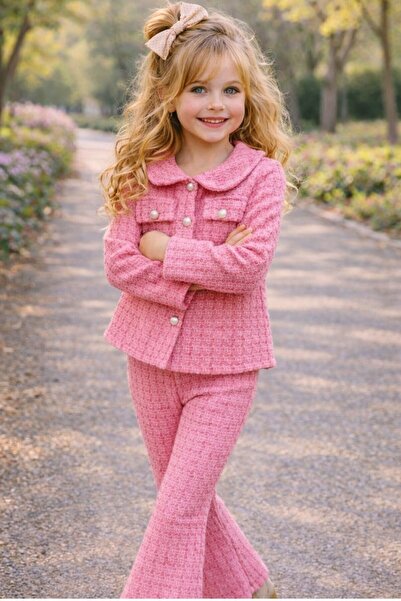 My Kids Wear Празничен комплект за момичета с туидно сако и панталони в испан...