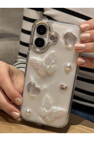 Paladyum Case حافظة إيبوكسي ثلاثية الأبعاد على شكل فراشة متوافقة مع آيفون 16