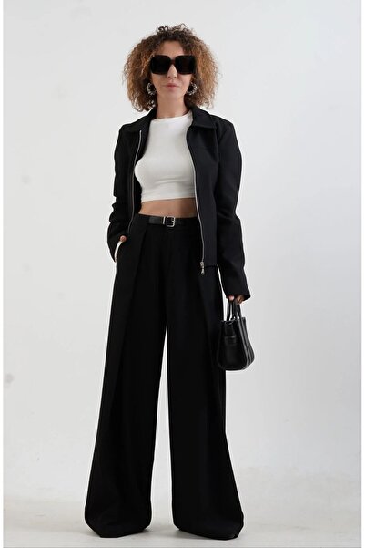 Zelish My Sister Black pleated wide leg pants