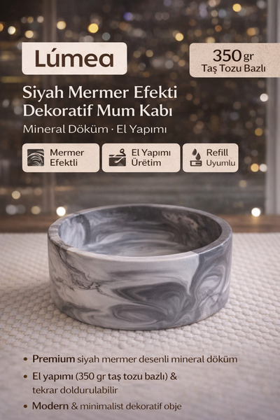 Lúmea Candle Lúmea Mermer Desenli Mum Kasesi – Dekoratif Boş Mum Kabı
