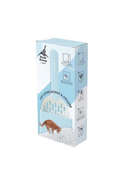 M-PETS مجموعة مجارف فضلات القطط من بيك باللون الأبيض والأزرق