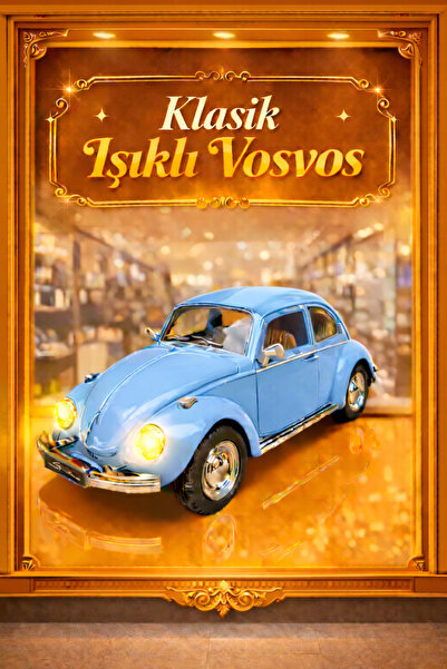 cayenna Nostaljik Beetle Vosvos Oyuncak Araba - 17cm Büyük Boy - Sesli Işıklı...