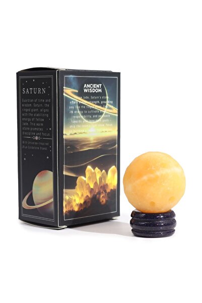 Namaruna Planetă de jad galben pe un suport solar din piatră de aur - 40 mm