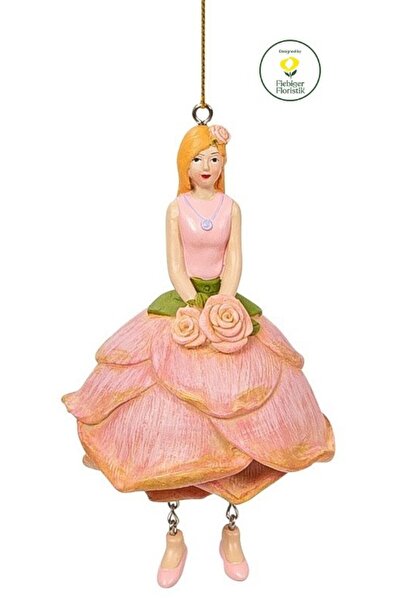 DecoDepot Flower Girl Rose hanging figurine, pink, 12 cm