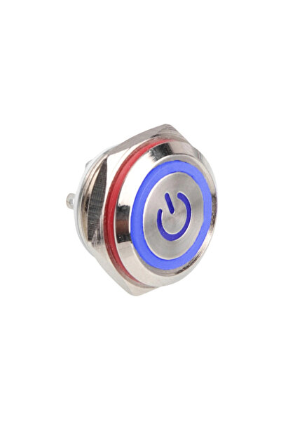 Genel Markalar WD16C1-Pin-P1-EC 16mm Düz Yaylı Işıklı Metal Buton - Mavi