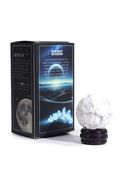 Namaruna White Howlite Planet on Goldstone Solar Stand - 40 mm