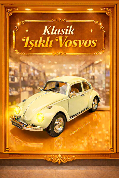 cayenna Nostaljik Beetle Vosvos Oyuncak Araba - 17cm Büyük Boy - Sesli Işıklı...