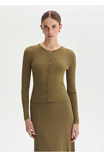 Knitss Khaki Slim Fit Knitwear Cardigan