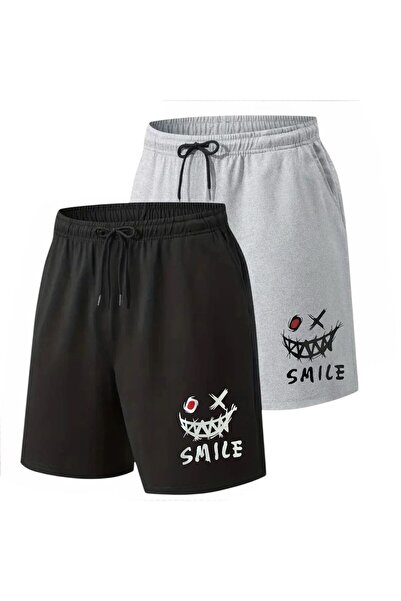 Eşofmancım Unisex 2 Pieces Summer Smile Printed Shorts