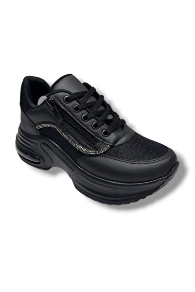 MODALENDO 1511-26 Δερμάτινο γυναικείο sneaker με ασημί ρίγες και ανατομικό κο...