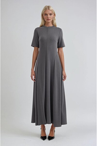 Lijuri Düz Kesim Kısa Kollu Maxi Elbise 2032