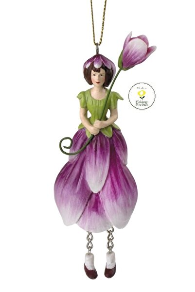 DecoDepot Figurină suspendată Magnolia, fetiță cu flori, roz, 12 cm