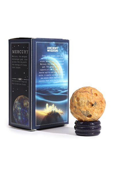 Namaruna Crazy Lace Jasper Planet on a Goldstone Solar Stand - 40mm