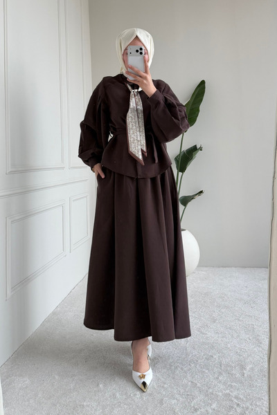 Tesettür Diyarı Σετ Τουρκικής Ενδυμασίας από Ύφασμα Τάνσελ με Φουλάρι Viosa -...