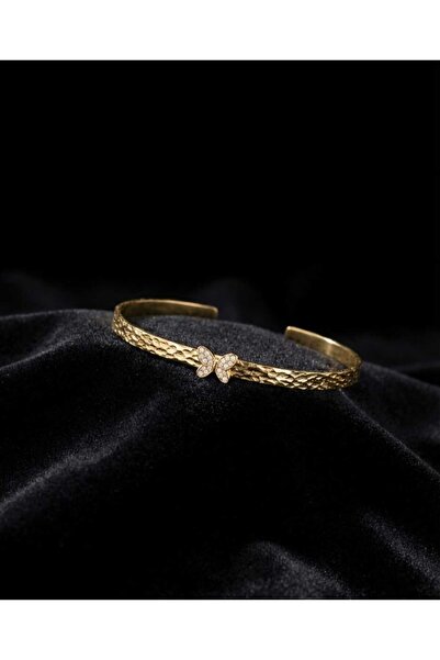 Beksy Accessory Zirkon Taşlı Dövme Bakır Kelepçe Bileklik - Ayarlanabilir Mav...