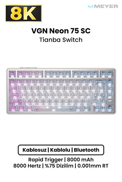 Meyer Gaming VGN Neon 75 SC Super Competitive Hall Effect Mekanik Klavye [0.0...