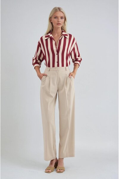 Lijuri High waist pleated wide leg pants 0131