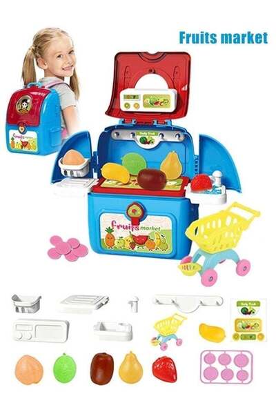 Generic Fruits Market Backpack Toy 2-in-1 Fruit Storage Bag Pretend Play Frui...