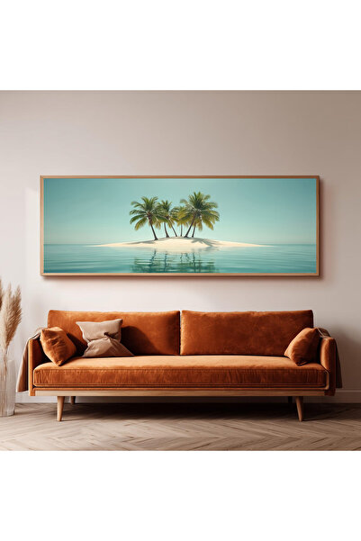 Dekorsiahome Ahşap Çerçeveli Panoramik Oturma Odası Salon Tablosu UZ0130