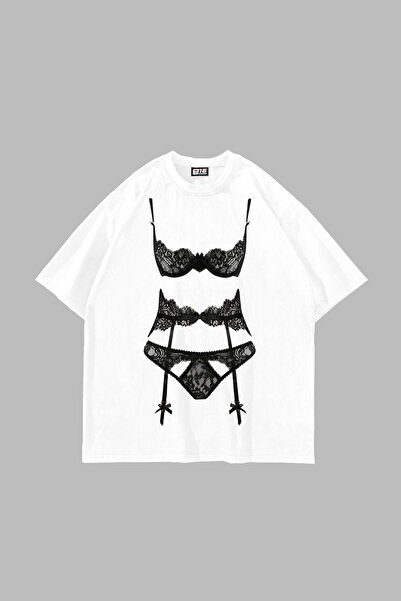 Sekizbiraltı Luck You Printed Oversize Unisex White Tshirt