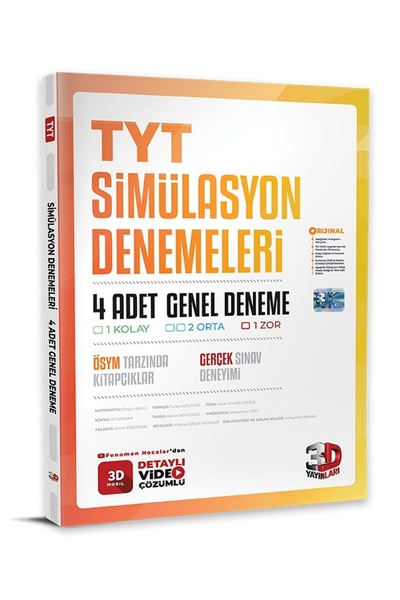 3D Yayınları 2026-2027 Müfredat TYT 4 Lü Deneme (Kolay-Orta-Zor)