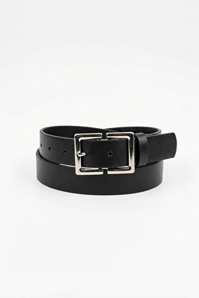 Rays 445 Double Buckle Silver Belt Black