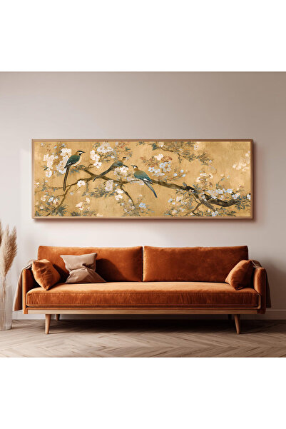 Dekorsiahome Ahşap Çerçeveli Panoramik Oturma Odası Salon Tablosu UZ0148