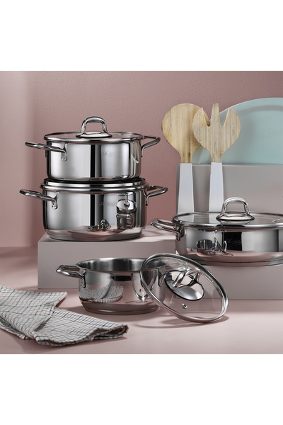 Aryıldız Aria Plus 8 Piece Steel Cookware Set