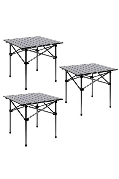 mümtaze 3 PCS Black Portable Folding Camping Table Lightweight Outdoor Picnic...
