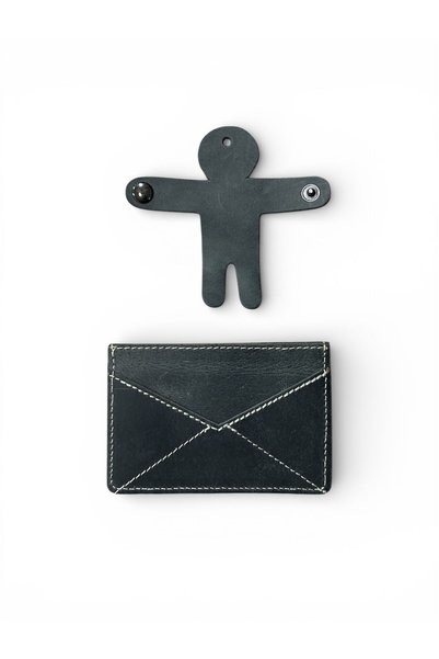 ÖzkanAccessory Bond Genuine Leather Card Holder and Hugging Figure Keychain S...