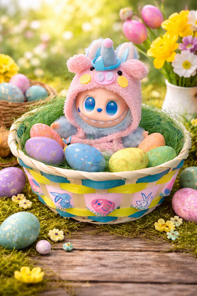 OEM Labubu în coșul cu ouă - Jucărie de colecție - Ediție specială de Paște -...