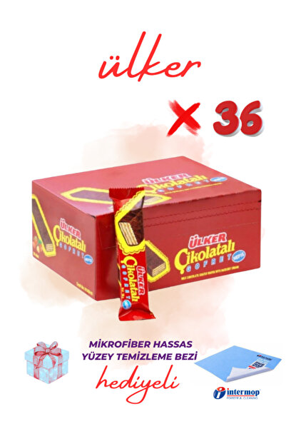 Ülker Çikolatalı Gofret 36 g x 36 Adet ve Hassas Yüzey Temizleme Bezi
