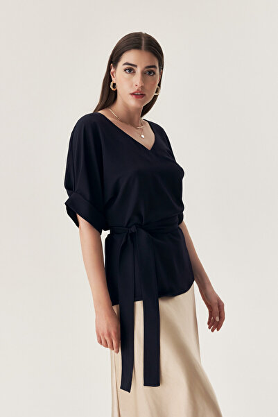 EMA\T Navy Blue Viscose Top