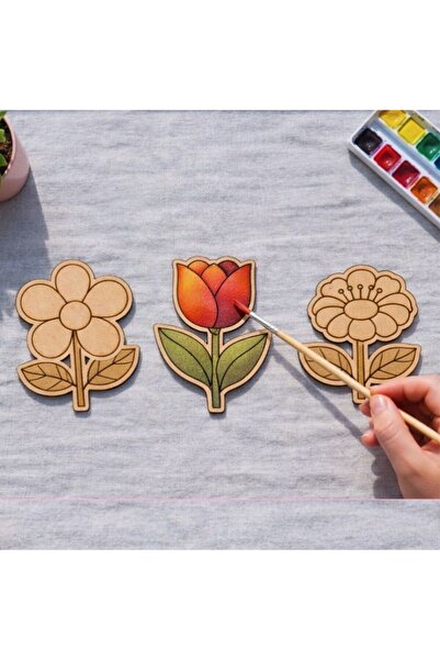 Fapatech Çiçekler Ahşap Boyama Mıknatıslı Magnet Oyuncak Seti /Montessori Ana...