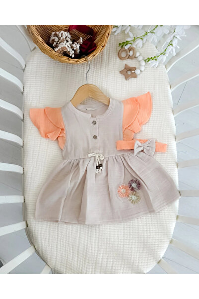 hümabebe 3 Floral Detailed Muslin Summer Baby Girl Dresses