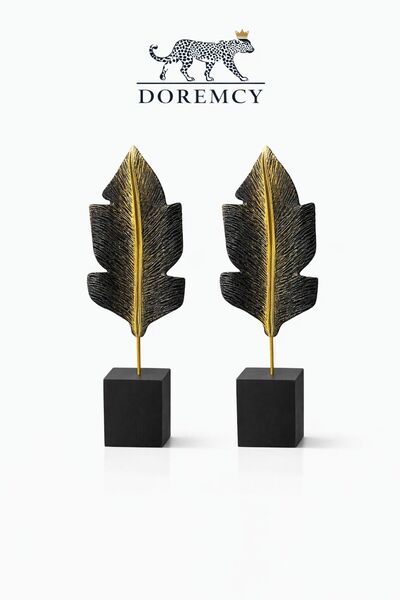 Doremcy Modern Yaprak Biblo 2’li Set Dekoratif Obje Salon Masa Üstü Ofis Deko...