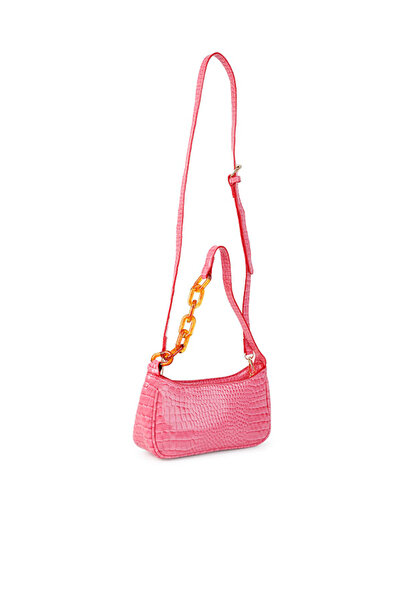 london Rag باغيت نسائي وردي اللون منقوش جلد التمساح