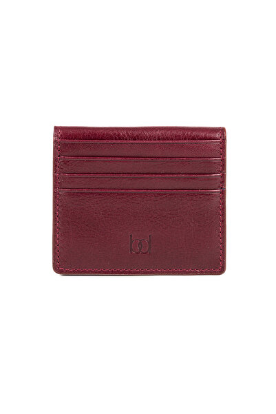 BAYDERİ Luis Unisex Genuine Leather Card Holder Claret Red