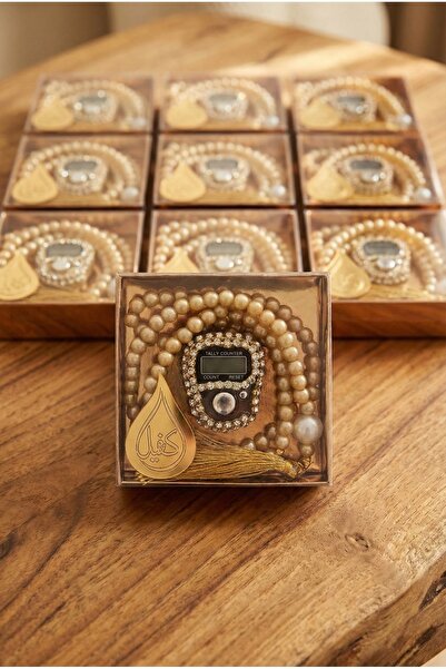 kefilhac 10 Adet Hediyelik Taşlı Zikirmatik ve İnci Tesbih Set Hac Umre Mevlit