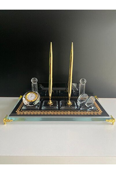 İDEAL REKLAM Kişiye Özel Kristal Masa İsimliği Gold - Ofis Hediyelik