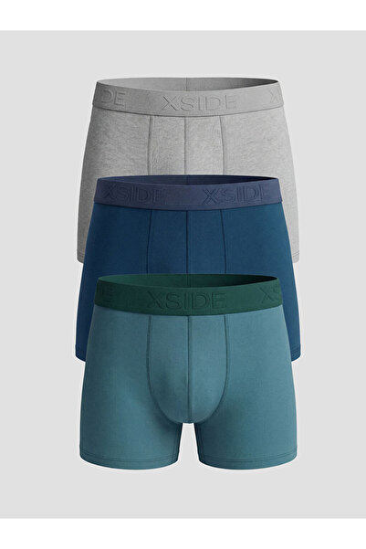 LC Waikiki Γκρι Standard Fit Βαμβακερά εύκαμπτα ανδρικά μποξεράκια 3 τεμαχίων